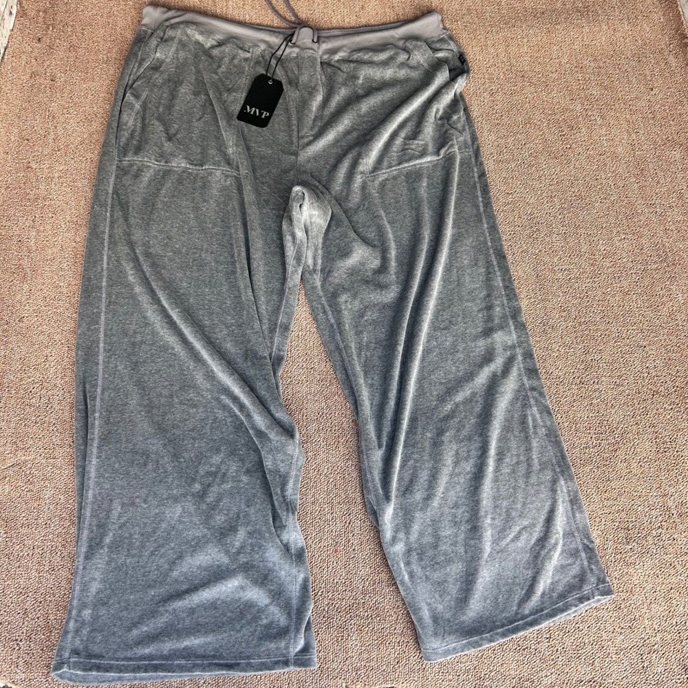MVP Collections Mens 4XL Gray Velour Wide Leg Lounge Pants Made in USA NWT